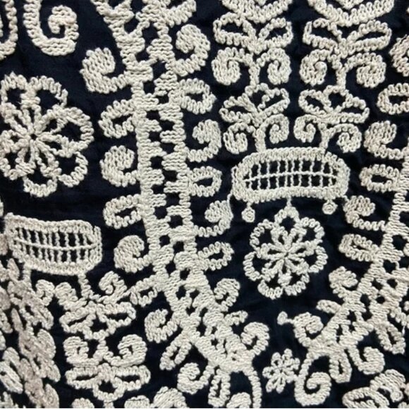 Maeve Anthropologie Black Short Sleeve Embroidered Collared Mini Shirt Dress - Picture 10 of 10